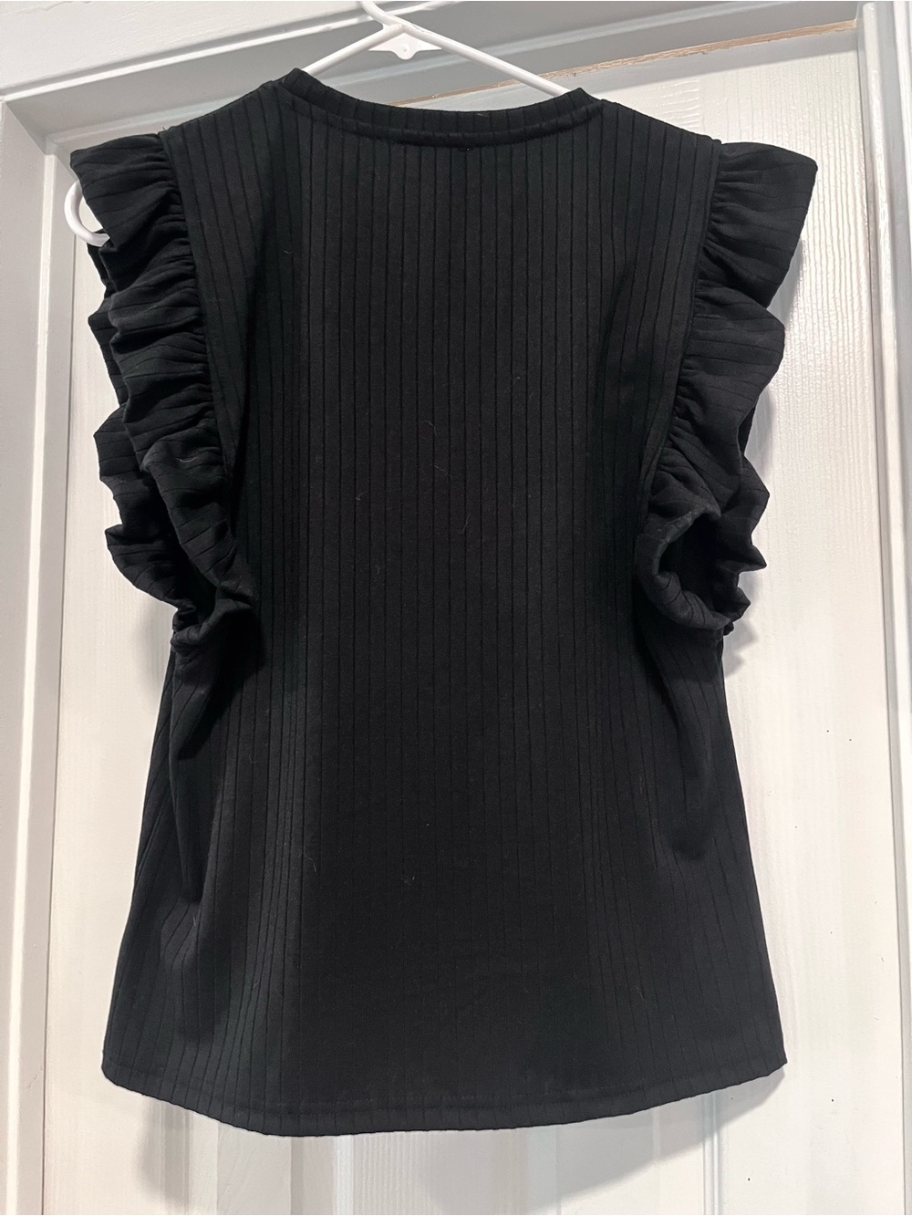 THML Black Ribbed Tank with Ruffle Sleeves - Picture 3 of 6